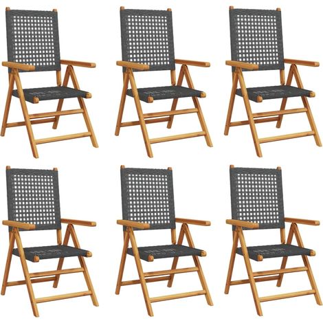 Maison Exclusive - Gartenstuhl Verstellbar 6 Stk. Schwarz Poly Ra