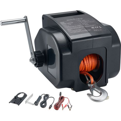Treuil électrique 12V pour bateau, 300W, réversible, capacité 900kg, avec télécommande filaire et manivelle manuelle. (1/5)