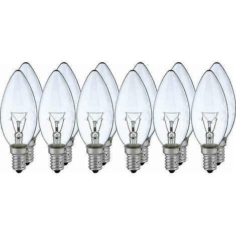 12x lampe 40W E14 bougie clair blanc ampoule à incandescence classique, (1/5)