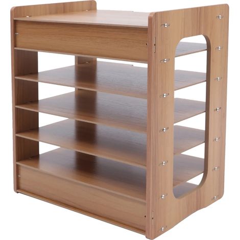 Organizador de papel, diseño de 7 niveles, estilo moderno, marrón. (1/2)
