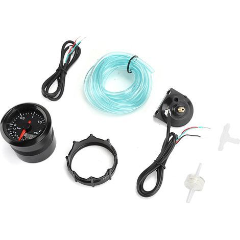 Qiilu Kit de Jauge de Suralimentation de Pression Turbo 2in 2Bar DC12V Affichage Coloré de Jauge de Surpression de Turbo de Voiture Ensemble de Compteurs Universels de Pièces Modifiées de Voiture. (1/5)
