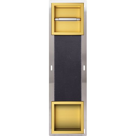 Balneo Distributeur papier-toilette encastrable avec porte 74x20,8x14,7cm, acier inoxydable, finition gold, WALL-BOX PAPER 2 (1/5)