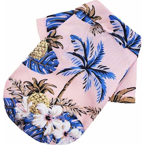T-shirt pour chien - Motif plage - Imprimé cocotier hawaïen - Vêtement d'été pour animal domestique - 1 pièce (5XL, Rose) (1/5)