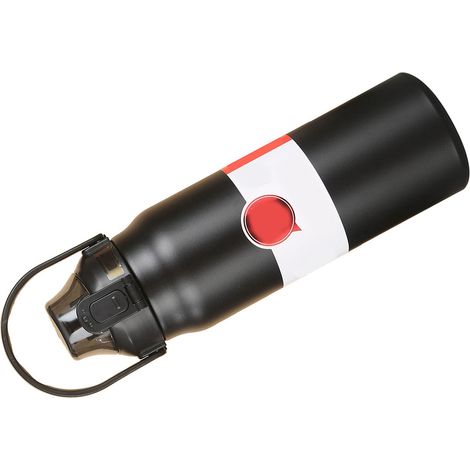 Großer, isolierter Edelstahl-Wasserbecher aus Edelstahl 316, tragbarer Sportkessel, dunkelschwarz, 1 Liter (1/5)