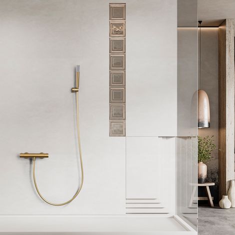 Imex -  Grifo Ducha y Bañera Termostatico Oro Serie Monza