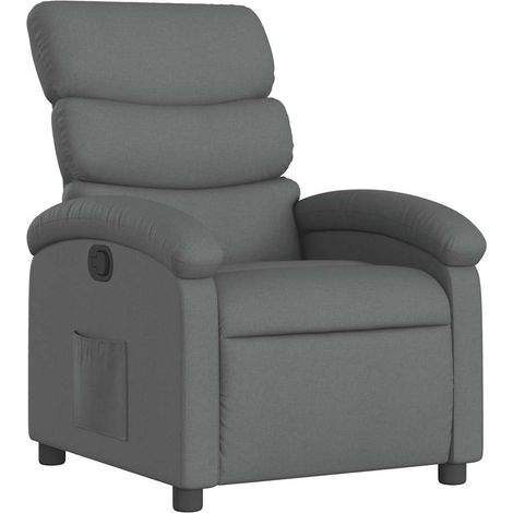 Fauteuil relax TV rembourrage confortable fonction d'inclinaison manuelle en tissu gris foncé DEC027953 (1/5)