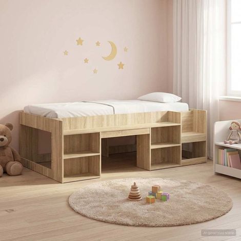 vidaXL Cadre de lit pour enfants avec rangement Chêne Sonoma (1/5)