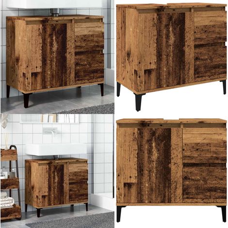 vidaXL Armoire lavabo vieux bois 65x33x60 cm bois d'ingénierie (1/5)