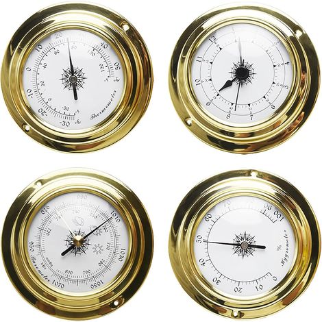 Lot de 4 Mini Hygromètres Thermomètres Muraux Portables pour Intérieur et Extérieur - Stations Météo Baromètre Horloge - AUTRES (1/5)