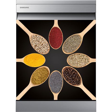 Stickers Lave vaisselle - Epices - 60x60 cm - Adhésif BRILLANT (1/2)