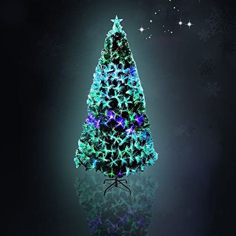 Künstliche Weihnachtsbaum 120cm mit 120LEDs Weihnachtsbäume PVC Grün Tannenbaum Dekobaum Weihnachtsdeko mit Metall Ständer Christbaum für Innen-Außen, Bunt Kiefernnadel NAIZY (1/4)