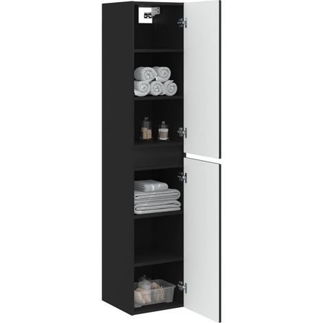 vidaXL Wall-mounted Bathroom Cabinet Black 33 x 34.5 x 160 cm