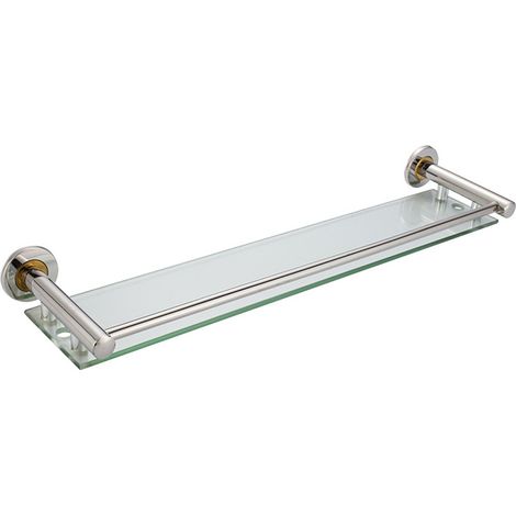 estante de vidrio templado, soporte de aluminio cepillado, resistente a la humedad, almacenamiento para baño, 40x15x11 cm (1/5)