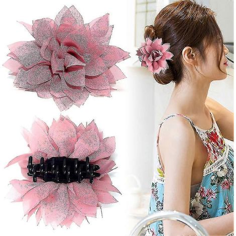 Haarspangen für Damen, mittelgroße Bananen-Haarspangen, Haarspangen mit Blütenblatt-Motiv für Damen und Mädchen, Haaraccessoires für dickes Haar (1/5)