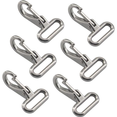 Set di 6 moschettoni a sgancio rapido in acciaio inox 304 per barche, attrezzature e yacht. (1/5)