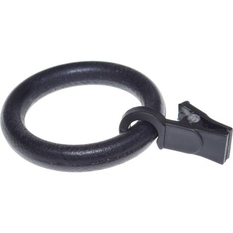 Anneaux en bois avec pince pour tringle à rideaux en bois, NOIR 20 pièces. (1/5)