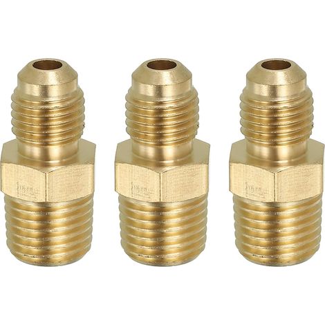 3 Pièces Raccord de Tuyau Hexagonal 1/2" Flare Sae X 3/8" Npt Mâle (1/5)