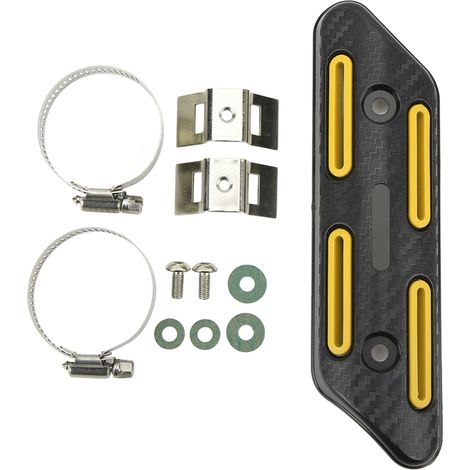 Bouclier thermique universel pour tuyau d'échappement, pour motos, VTT, scooters, 27 à 51mm, jaune (1/5)