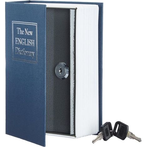 Coffre-fort en forme de livre - coffre-fort - coffre-fort avec clé - coffre-fort caché - 5,5 x 15,5 x 24 cm - bleu (1/5)