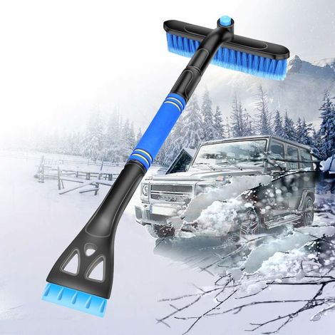 Car Ice Scraper 3 in 1 Snow Scraper, Ice Scraper Snow Brush with 360 ° Brush Head Large Multifunctional Whisk Ice Scraper for Cars SUV Truck Windshield (Blue) (1/5)