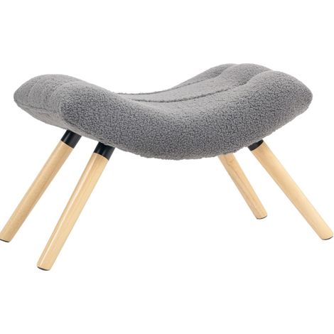 Pouf d'appoggio 67 x 45 x 38 cm in tessuto Berber, con gambe in legno, grigio scuro OKMYHOME (1/5)