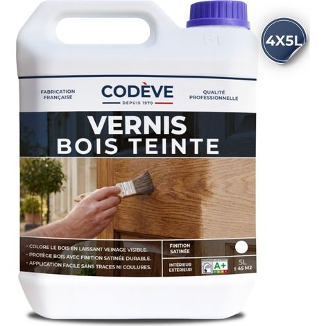 Vernis Teinte Bois - 4x5 L - Codeve Bois - Noyer - Pour La Décoration D'un Bardage, Persienne, Volet, Huisserie Ou Fenêtre.