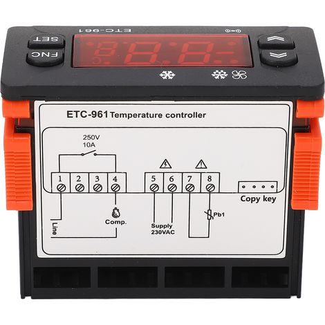 Digitaler Gefrierschrank-Temperaturregler, extern, umschaltbar in Fahrenheit und Celsius, Abtaufunktion, Kalibrierung, Thermostat, 230 V AC (1/5)