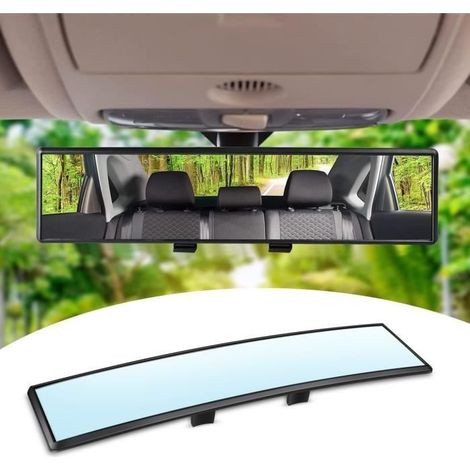 Rétroviseur Panoramique Intérieur Universel, Rétroviseur de Voiture Bleu HD à Clipser Grand Angle, Anti-éblouissement, 300x70mm (1/4)