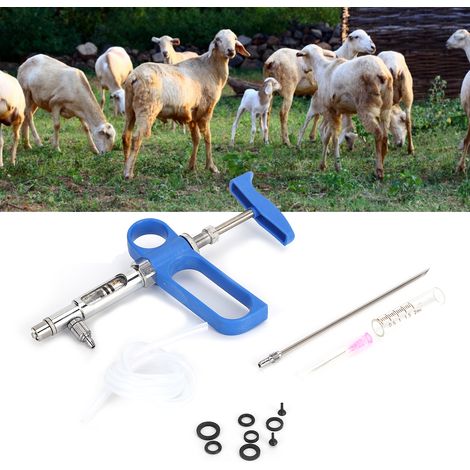 Nouvelle seringue porcine en acier et plastique, seringue continue de type C de 2 ml à usage vétérinaire, adaptée aux vaccins pour moutons, poulets et canards. (1/5)