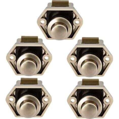Lot de 5 Bouton Poussoir Loquet pour Camping-Car - Fermeture Porte Placard RV Caravane (1/3)