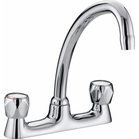 Bristan VAC BDSM C MT Club Budget Deck Sink Mixer Chrome Metal Head Kitchen Tap (1/2)