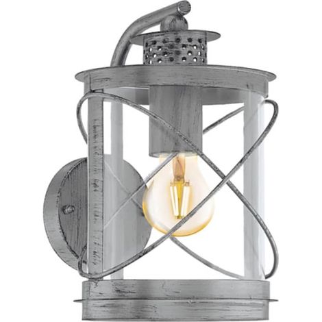 Lampada da parete per esterni, lampada da parete, illuminazione da esterno, IP44, E27, metallo argento, H 28 cm (1/5)