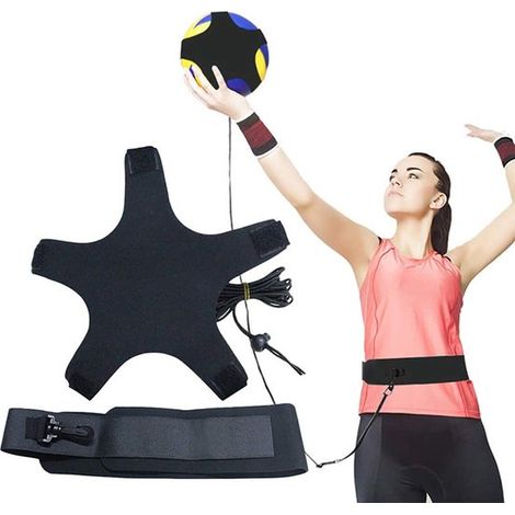 Entraîneur de smash au volley-ball - Bande de résistance élastique pour auto-entraînement - Outil d'entraînement au volley-ball améliorant la technique de service, la technique de saut, le mouvement d (1/4)