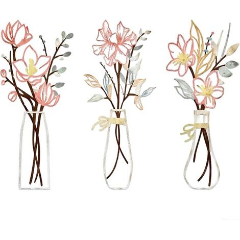 Decoración de pared metálica de tres piezas con motivo floral, Estilo rústico de granja, baño, dormitorio, comedor, Estilo 6 (1/5)