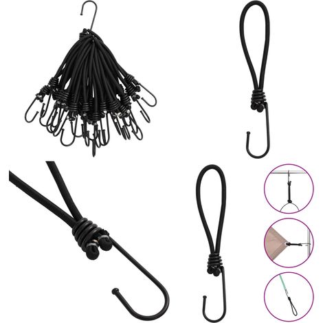 Cordon élastique avec crochets 25 pcs 17 cm - Corde Elastique - Cordage Elastique - Accessoire Camping - Accessoires De Tente - Fixation Tente - Home & Living (1/5)