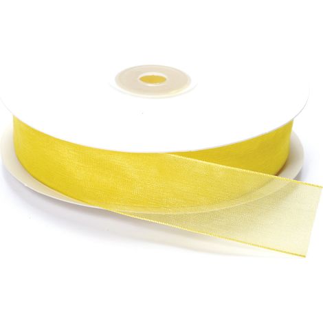 Ruban organza jaune citron, 25 mm x 50 m