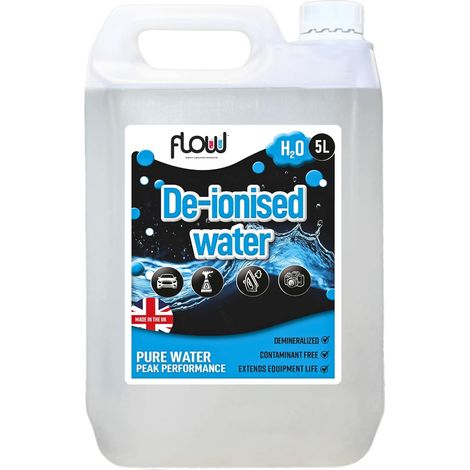 Deionised Water 5L Demineralised Water Mineral Free Distilled Water Alternative for Steam Irons Battery Top Up Cleaning