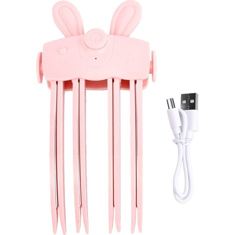 Pince à volumiser les racines de cheveux mignonne en forme de lapin sans fil chauffante 2 réglages de température outil de coiffure Type C rechargeable pour maison, voyage rose (1/5)