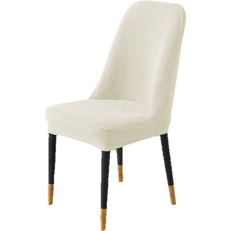 2 housses beiges pour fauteuils à oreilles avec accoudoirs, housses incurvées pour chaises de salle à manger, taille universelle pour la maison, la cuisine, le restaurant et les banquets (1/4)