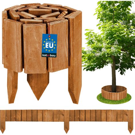 KOTARBAU® Bordure Jardin Exterieur Bois - 110 x 10 cm - Cloture Bois Jardin - Chêne - Palissade Flexible - Décoration Jardin (1/5)