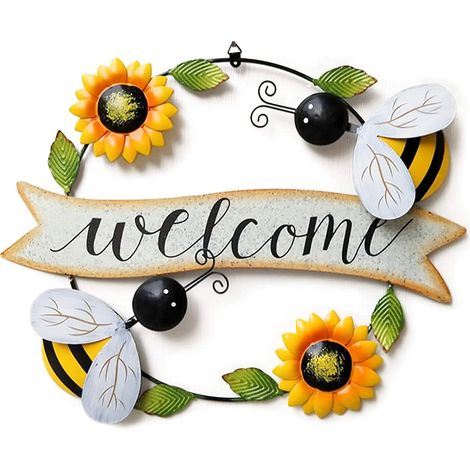 1 panneau décoratif mural en métal avec tournesol et abeille, idéal pour l'intérieur et l'extérieur de votre maison ou jardin. (1/5)