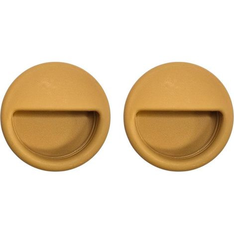 2 maniglie rotonde incassate in plastica per mobili, diametro 54 mm, universali per armadi, porte, mobili da cucina, cassetti, credenze, casa, rovere (1/4)