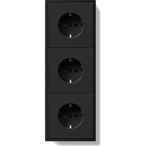 Prise multiple Schuko encastrée, prise murale 16 A avec cadre en PC, prise triple avec griffes, 3 entrées noir (1/5)