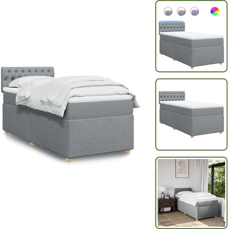 Sommier à lattes de lit avec matelas Gris clair 100x200cm Tissu - Sommier À Lattes De Lit - Sommiers À Lattes De Lit - Lit - Meuble De Chambre À Coucher (1/5)