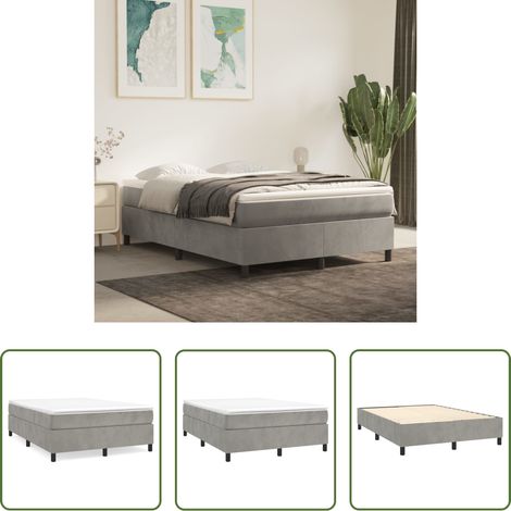 vidaXL Boxspringbett - Boxspringbettgestell Hellgrau 140x200 cm Samt (1/5)