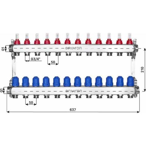 Edelstahl Heizkreisverteiler 2 - 12 fach