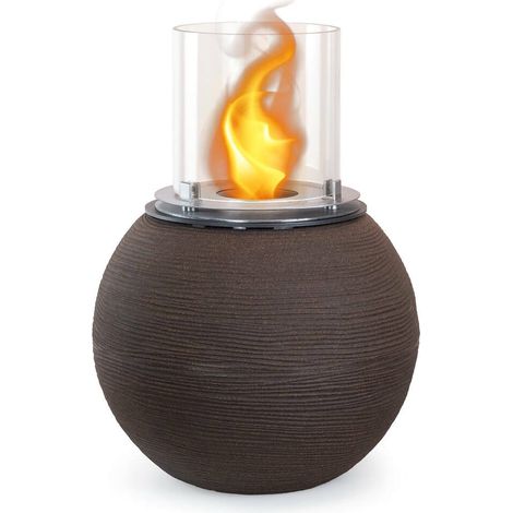 Dmora - Chimenea de bioetanol Alliste, Chimenea ecológica, Hogar sin humo, Calefactor de etanol, Made in Italy, 40x40 h54 cm, Marrón