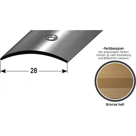 Übergangsprofil "Eindhoven" / Übergangsschiene, 28 mm, Typ: 05 (Aluminium eloxiert, mittig gebohrt oder selbstklebend)-bronze hell-1000-gebohrt