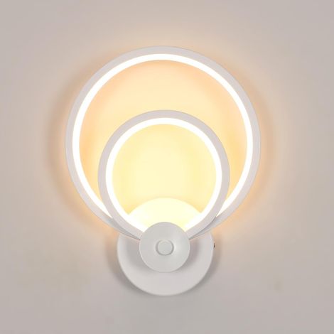 COMELY Applique/luce notturna a LED circolare, 26 cm, bianco, 20 W, luce calda 3000 K, doppia funzione da parete o comodino, per camera da letto, bagno, corridoio interno (1/5)