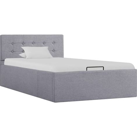 Lit adulte pour 1 personnes, Structure de lit, Assemblage Facile, à stockage hydraulique Gris clair Tissu 90x200 cm OIB4825E (1/5)